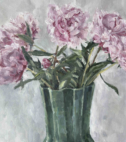 Peony in Green Vase