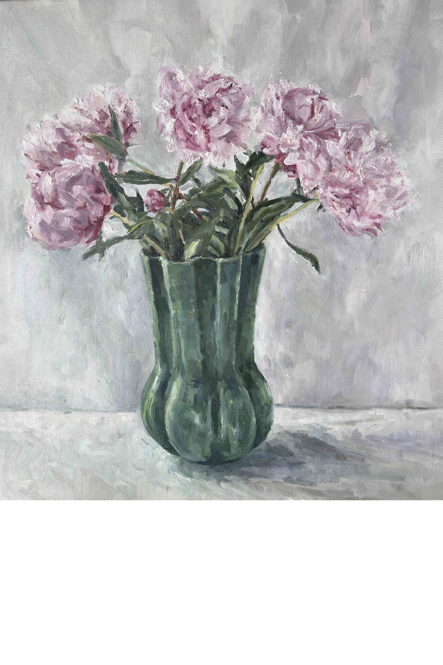 Peony in Green Vase